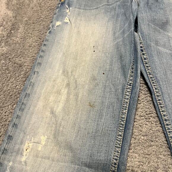 BKE Marshall Jeans Mens 33 Blue Straight Leg Thick Stitch Denim Western ** - Picture 3 of 13